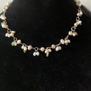 Freshwater pearls and peridot necklace